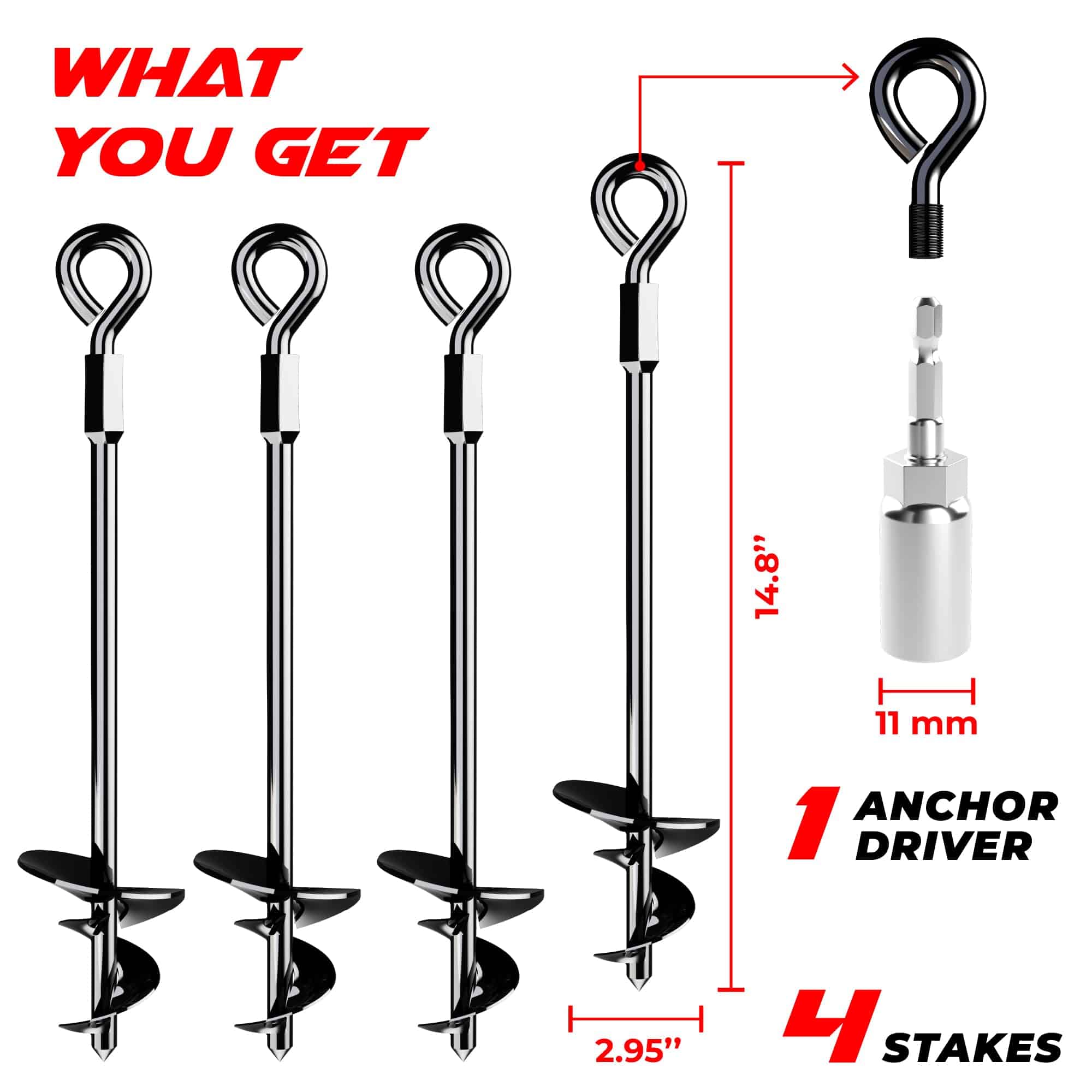 Anclajes de Tierra de 15" Atornillables - Resistente para - Imagen 3