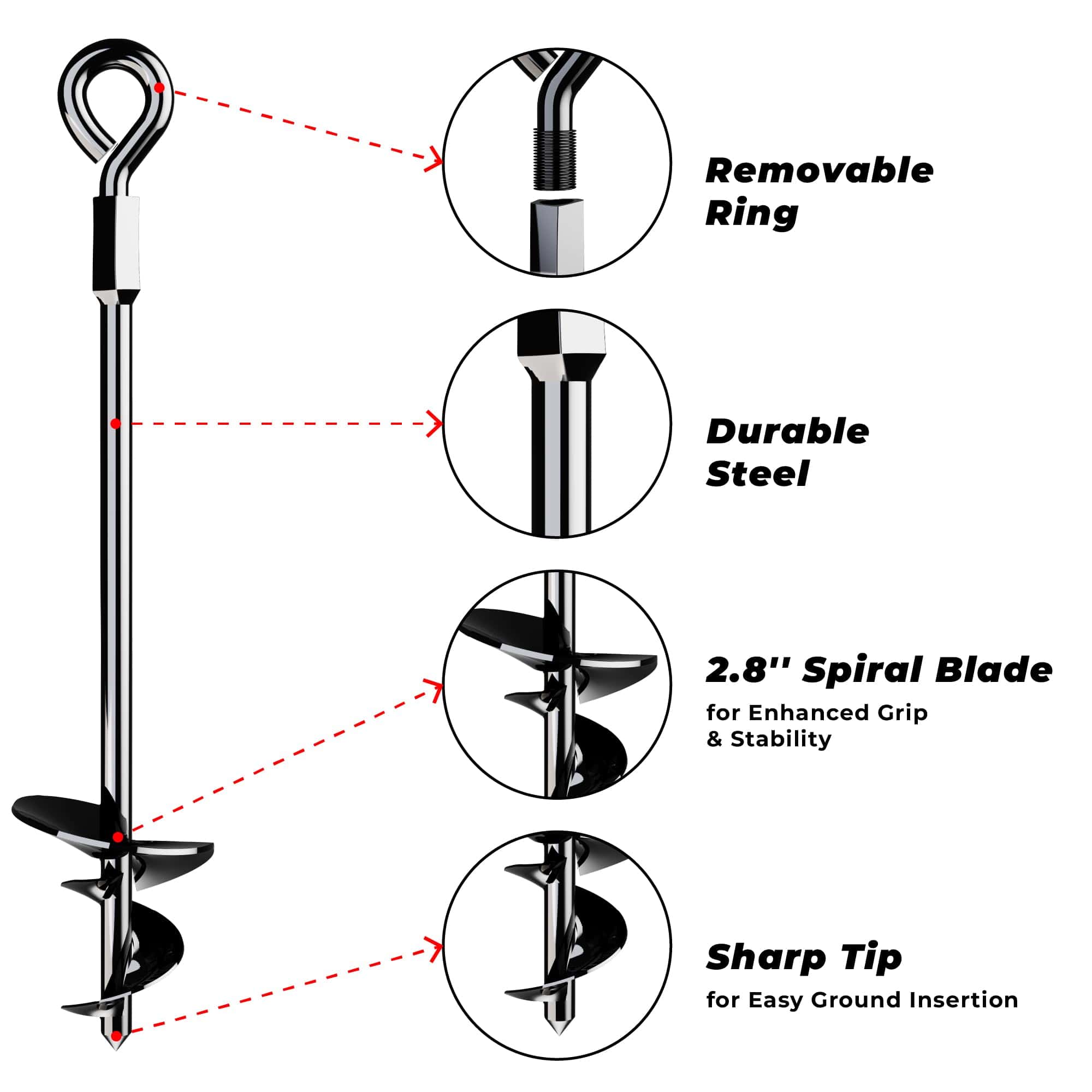 Anclajes de Tierra de 15" Atornillables - Resistente para - Imagen 5