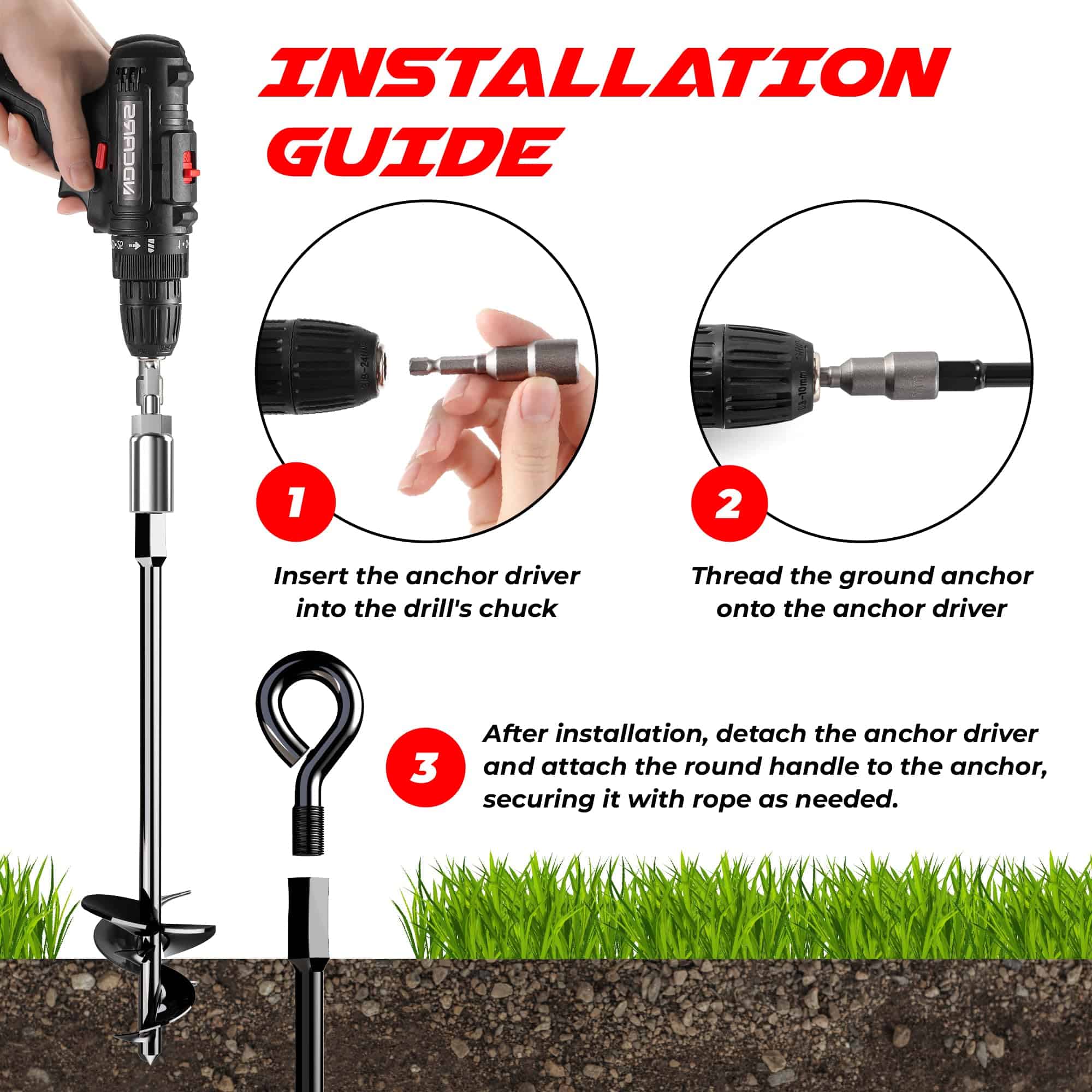 Anclajes de Tierra de 15" Atornillables - Resistente para - Imagen 6