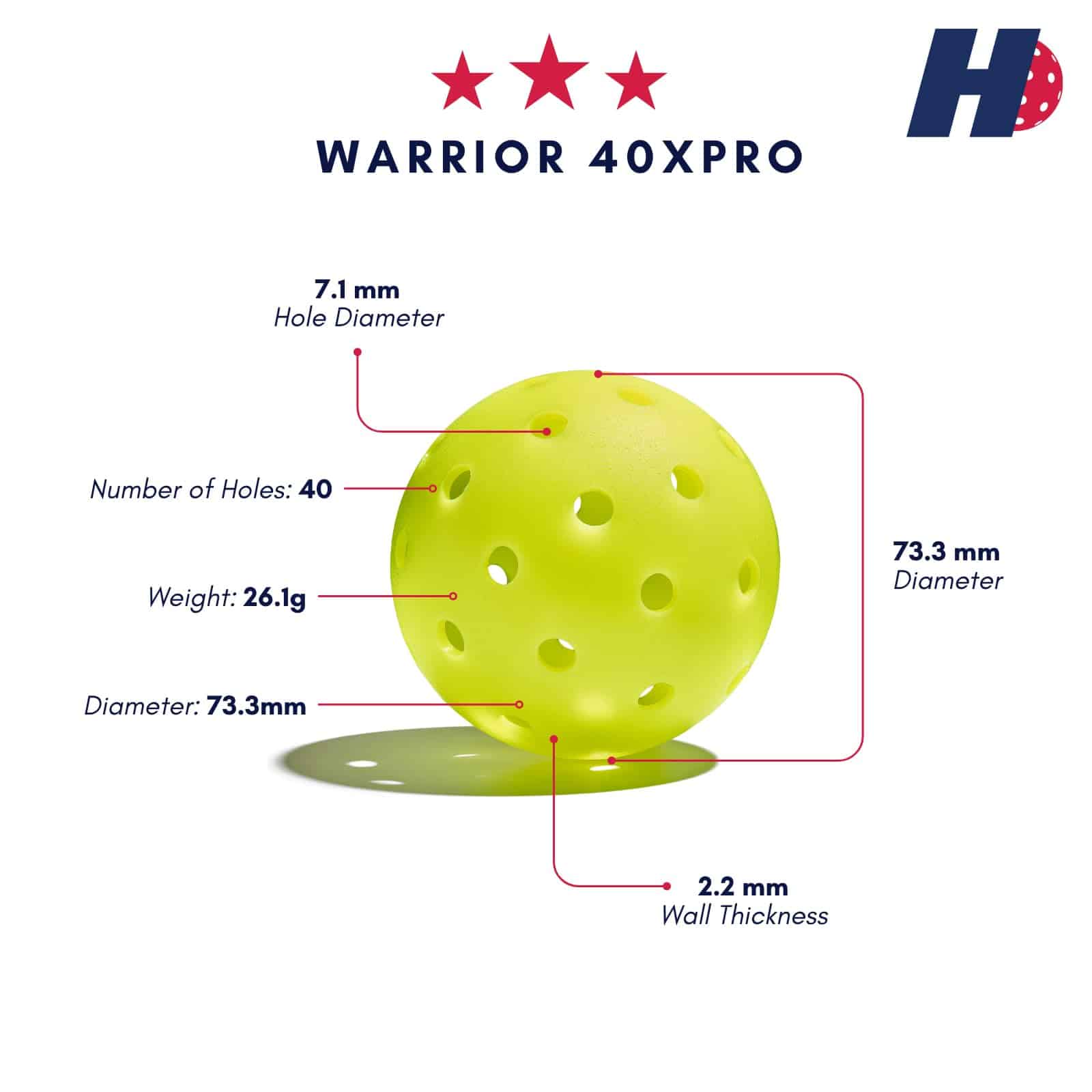 VeteranGO Hero Pickleball Warrior 40XPRO - Set de 12 - Imagen 7