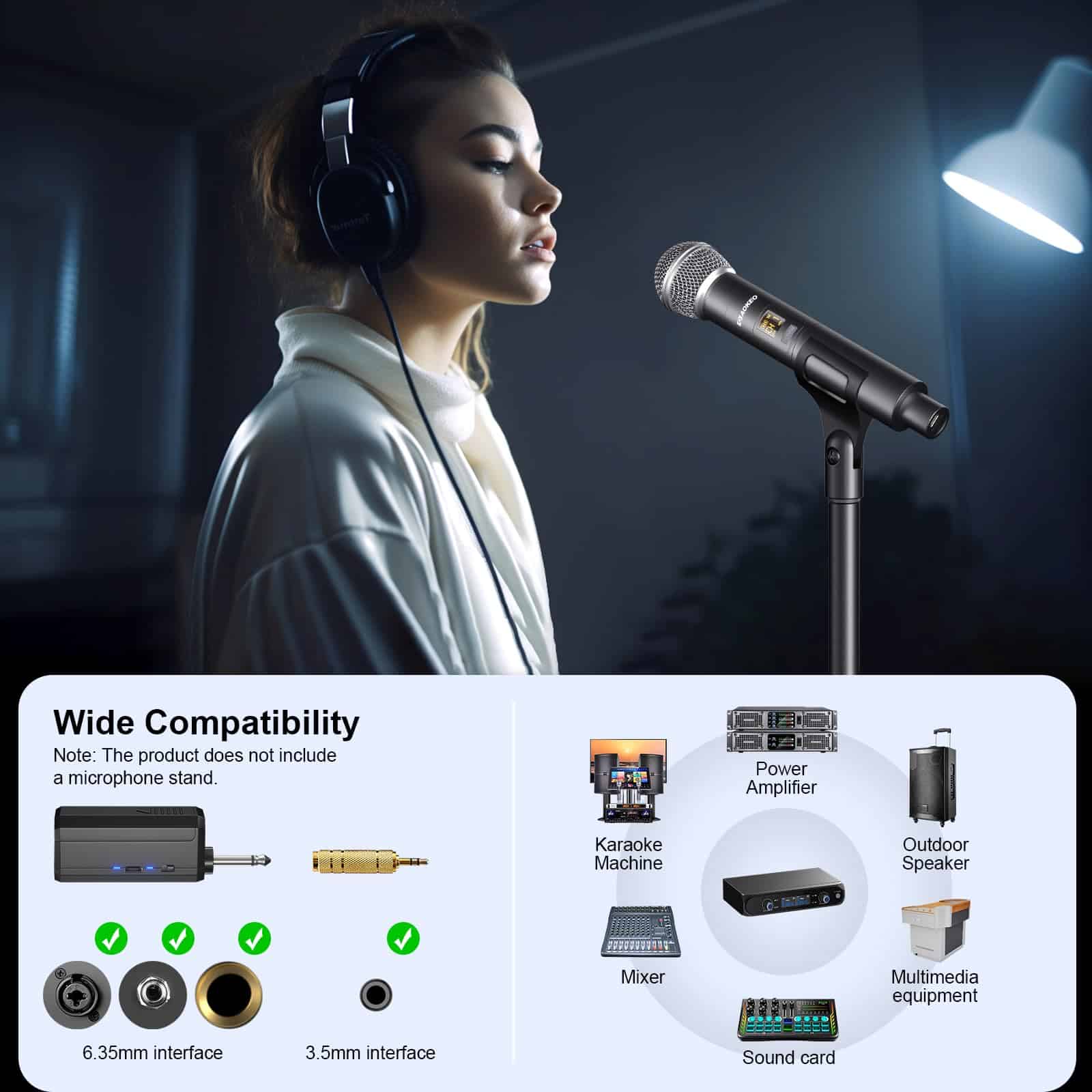 Micrófono inalámbrico Aokeo solo para entrada de micrófono, - Imagen 7