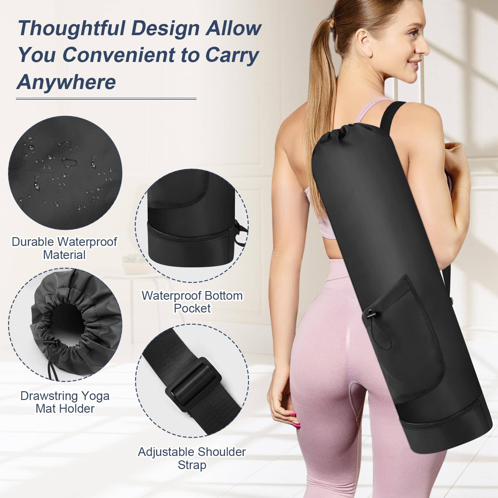 Bolsa de yoga Grednfhat con bolsillo para botella de agua, - Imagen 5