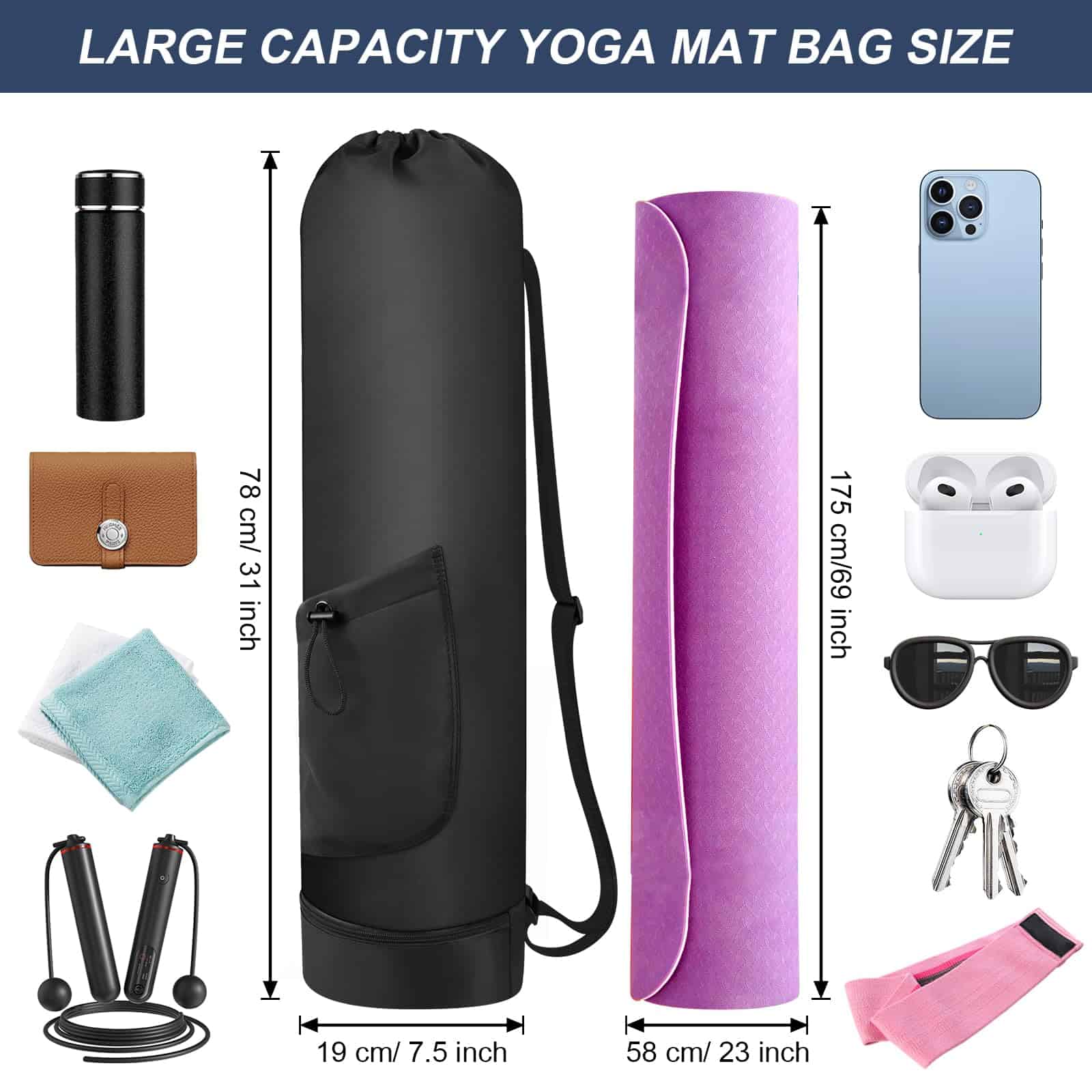Bolsa de yoga Grednfhat con bolsillo para botella de agua, - Imagen 6