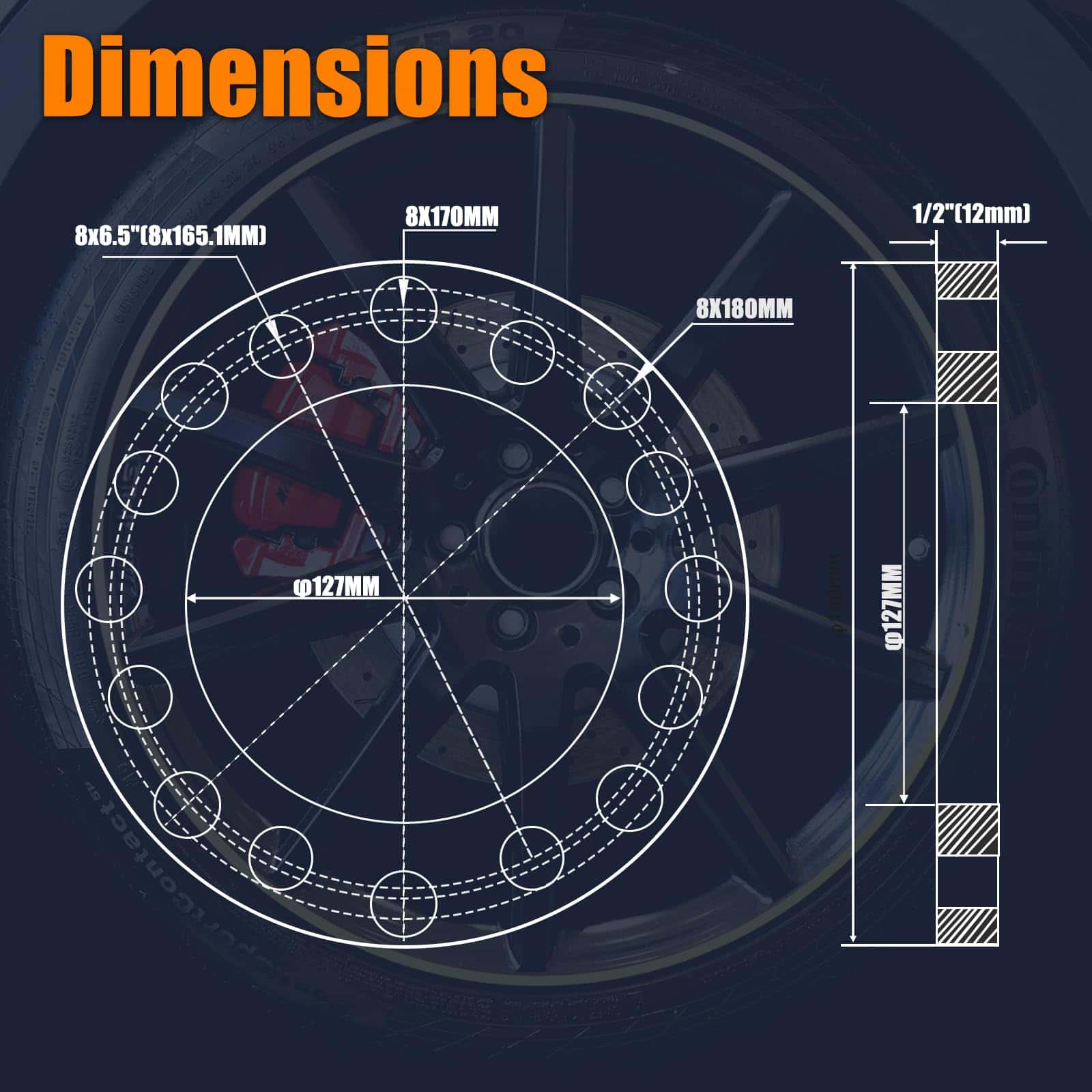 Separadores de Rueda Universal de 8 Lug de 12mm GAsupply, - Imagen 3