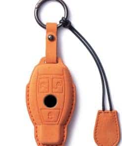 Funda de llave para Mercedes Benz de piel -Naranja
