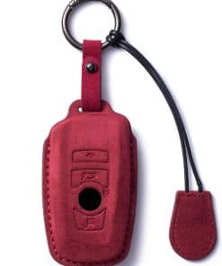 Funda de llave de cuero genuino de gamuza para BMW
