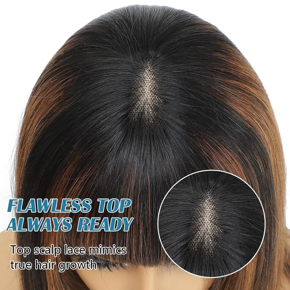 Peluca Bob Recta en Capas 1b/30 de Cabello Humano con - Imagen 6