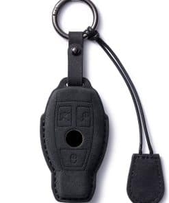 Funda para llave de coche de cuero genuino de gamuza con