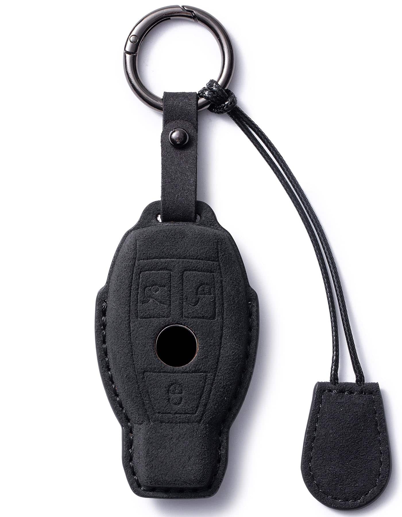 Funda para llave de coche de cuero genuino de gamuza con