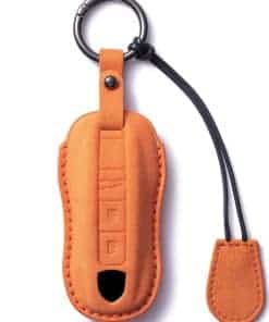 Funda de Cuero Gamuzado CDYSIKLL para Llave de -Naranja