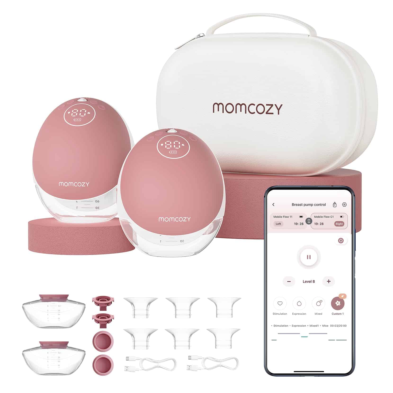 Momcozy Extractor de Leche Manos Libres -Rojo Acogedor