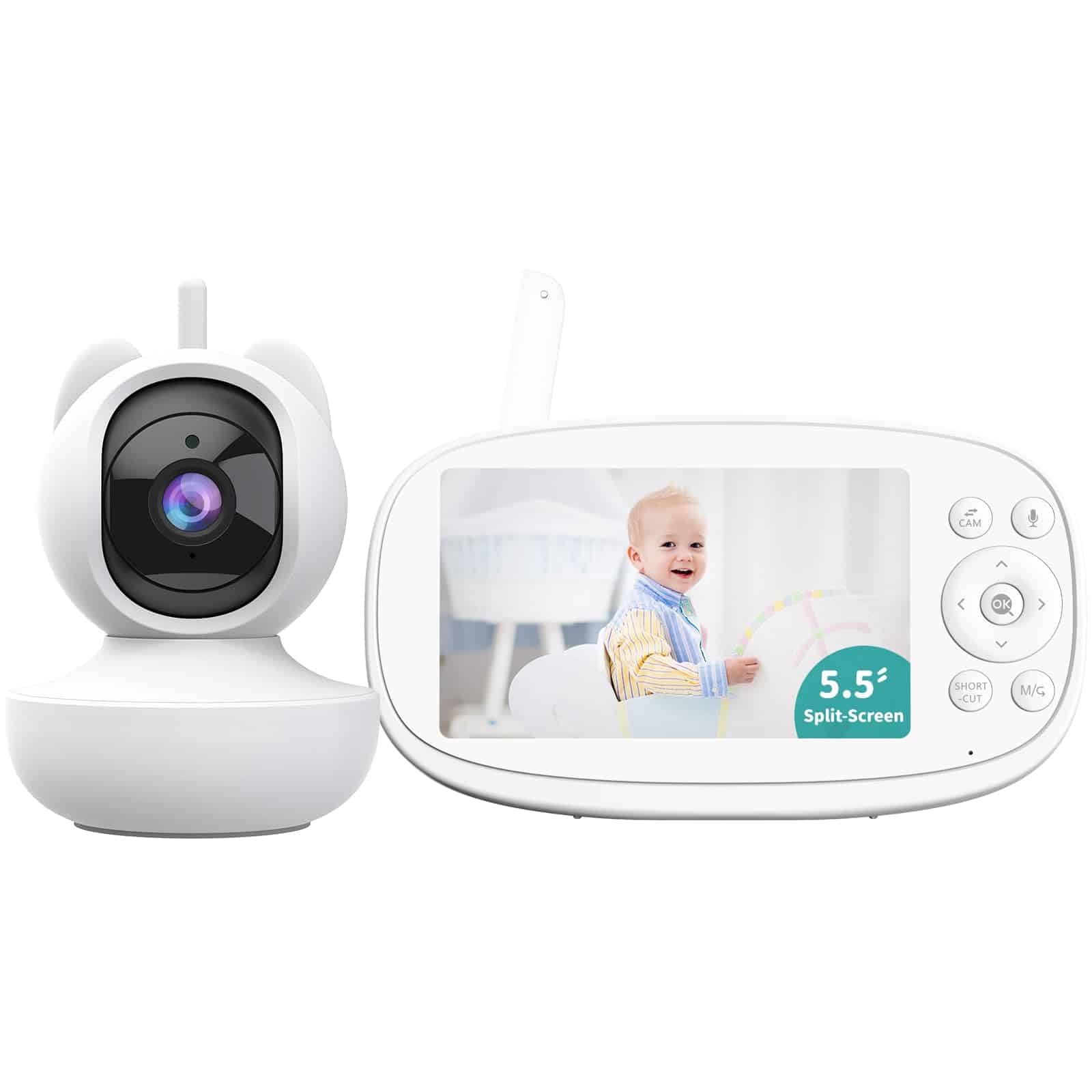 Monitor de Bebé VIZOLINK, 5.5" Pantalla Dividida 2 Vías de