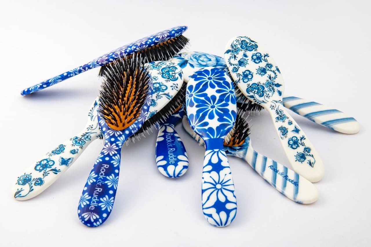 Cepillo de pelo de cerda de jabalí natural -Azul Inglés - Imagen 4