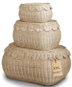 Conjunto de 3 Canastas Grandes de Mimbre con Borde de