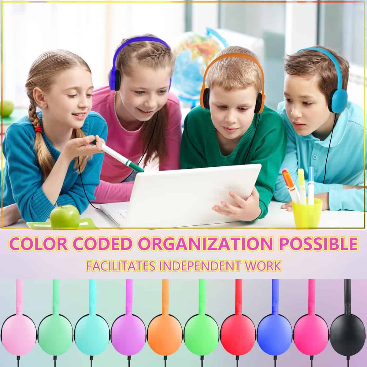 ZXQZYM Audífonos para Niños Paquete de 10 para Escuela - Imagen 6