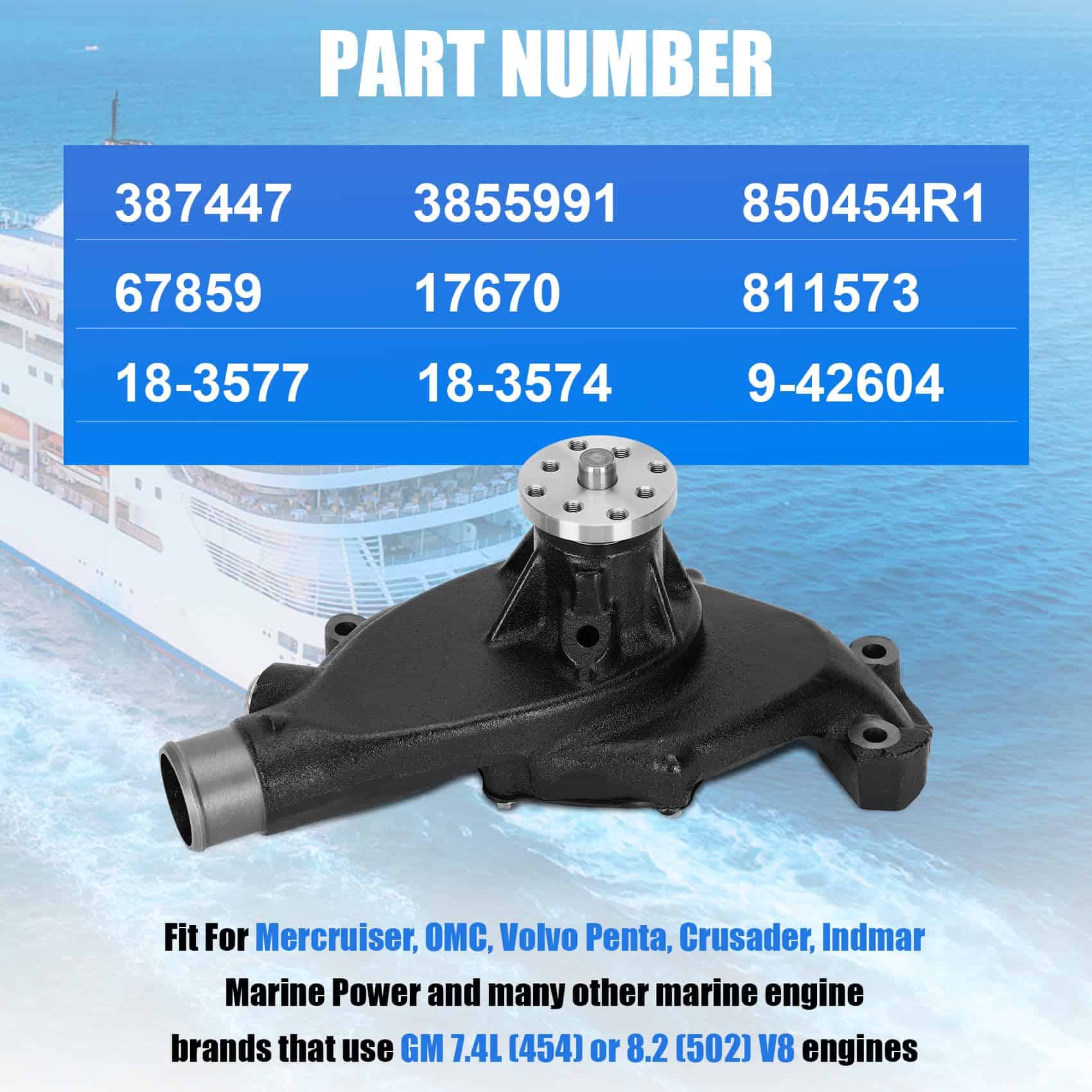 Bomba de Agua Marina Nueva Para Motor GM 7.4L (454) o 8.2 - Imagen 7