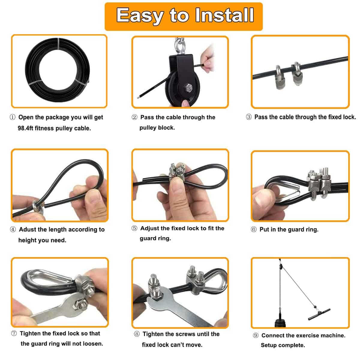 WRFDEC 98.4Ft Cable de Reemplazo para Máquina de Poleas de - Imagen 4