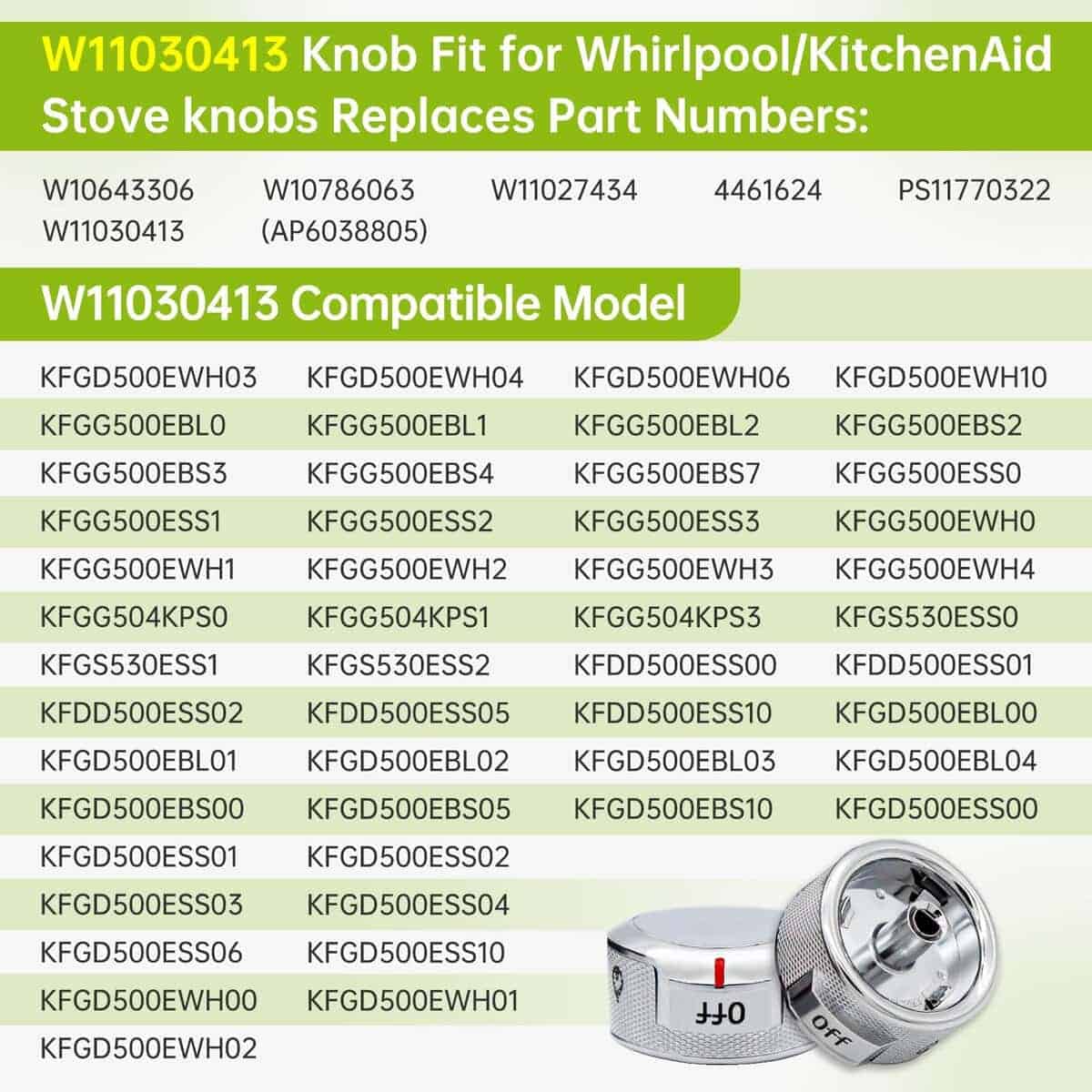 Perilla de control de rango W11030413 compatible con - Imagen 3