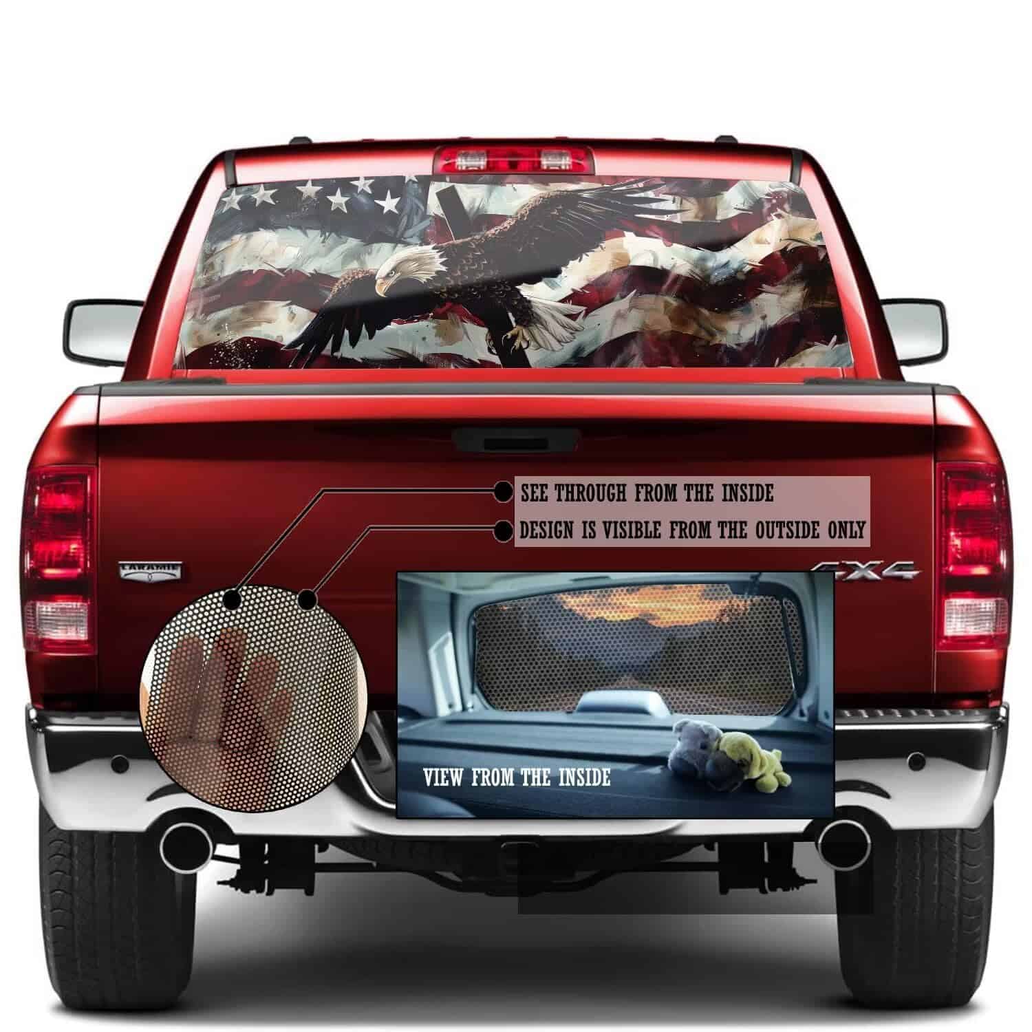 Calcomanía Águila Americana para Camioneta Ventana Trasera - Imagen 4