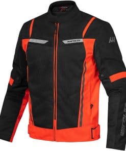 Chamarra de moto de malla WARDLER TORNADO -Negro-Neón Rojo