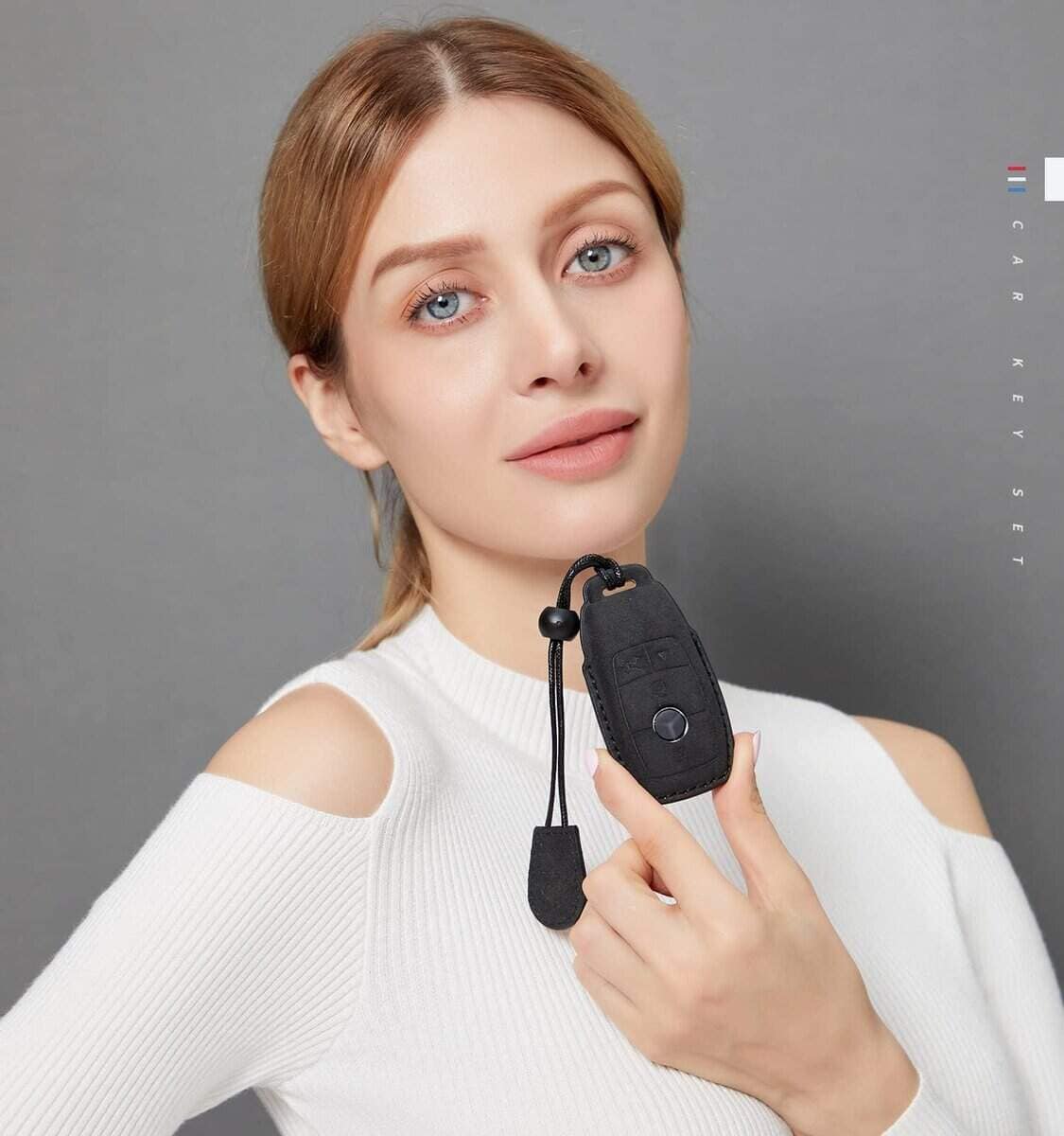 Funda para llave de Mercedes Benz en piel de gamuza con - Imagen 4