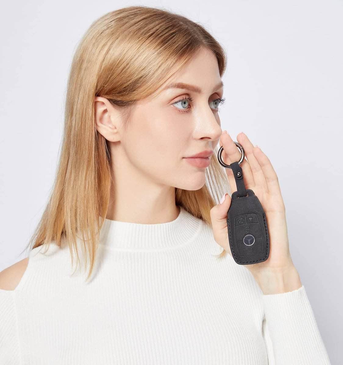 Funda para llave de Mercedes Benz en piel de gamuza con - Imagen 3