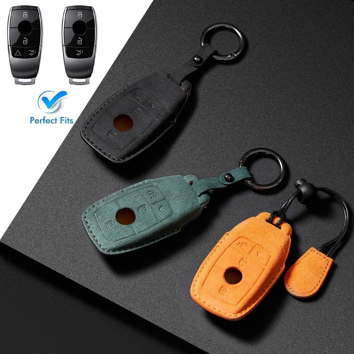 Funda para llave de Mercedes Benz en piel de gamuza con - Imagen 5