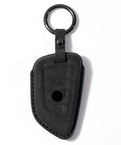 Funda de Cuero Gamuzado para Llave de Coche con Llavero