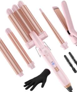 Rizador 5 en 1 con Plancha de Pelo - Set de Rizador con 3