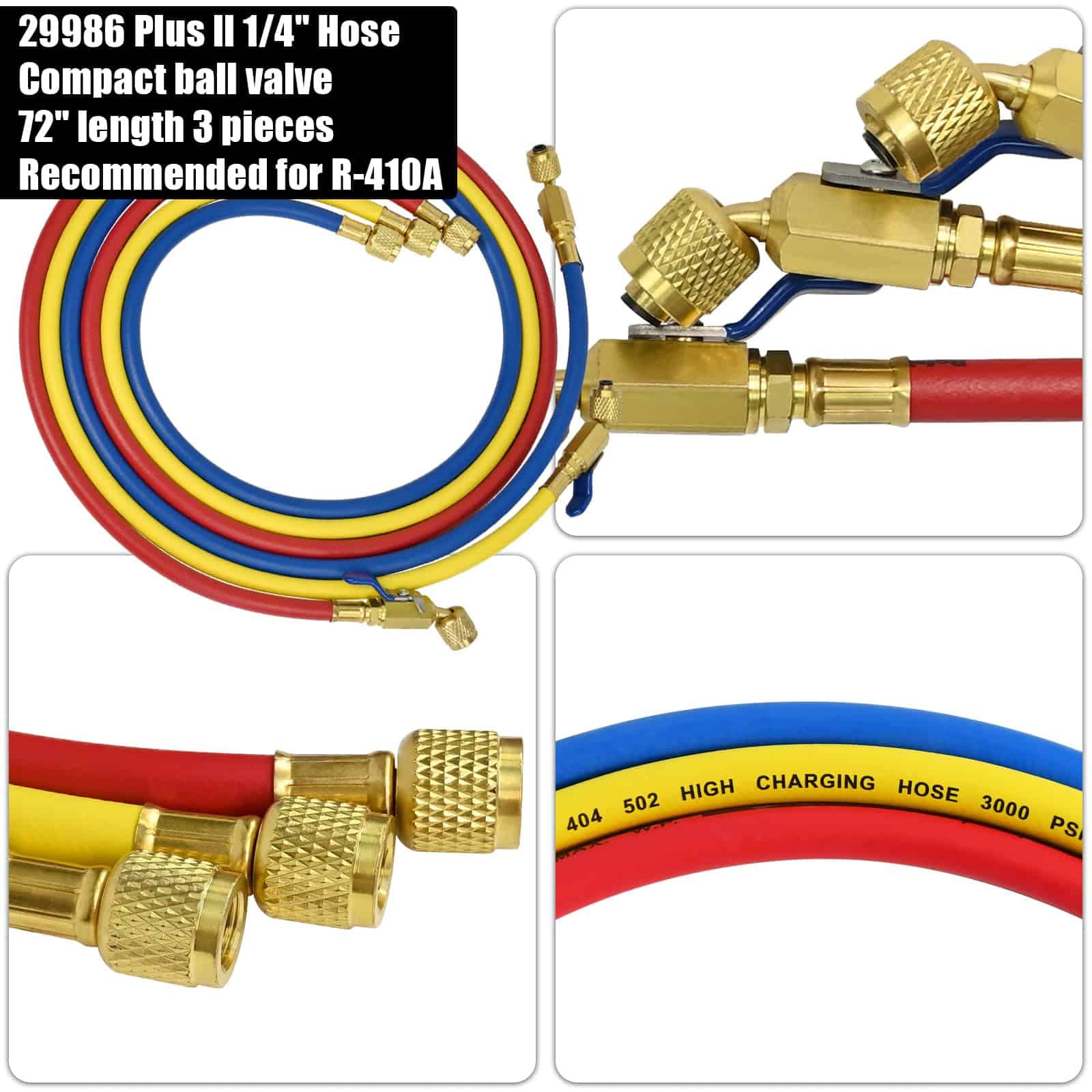 Set de 3 mangueras de carga de refrigerante para HVAC Plus - Imagen 4