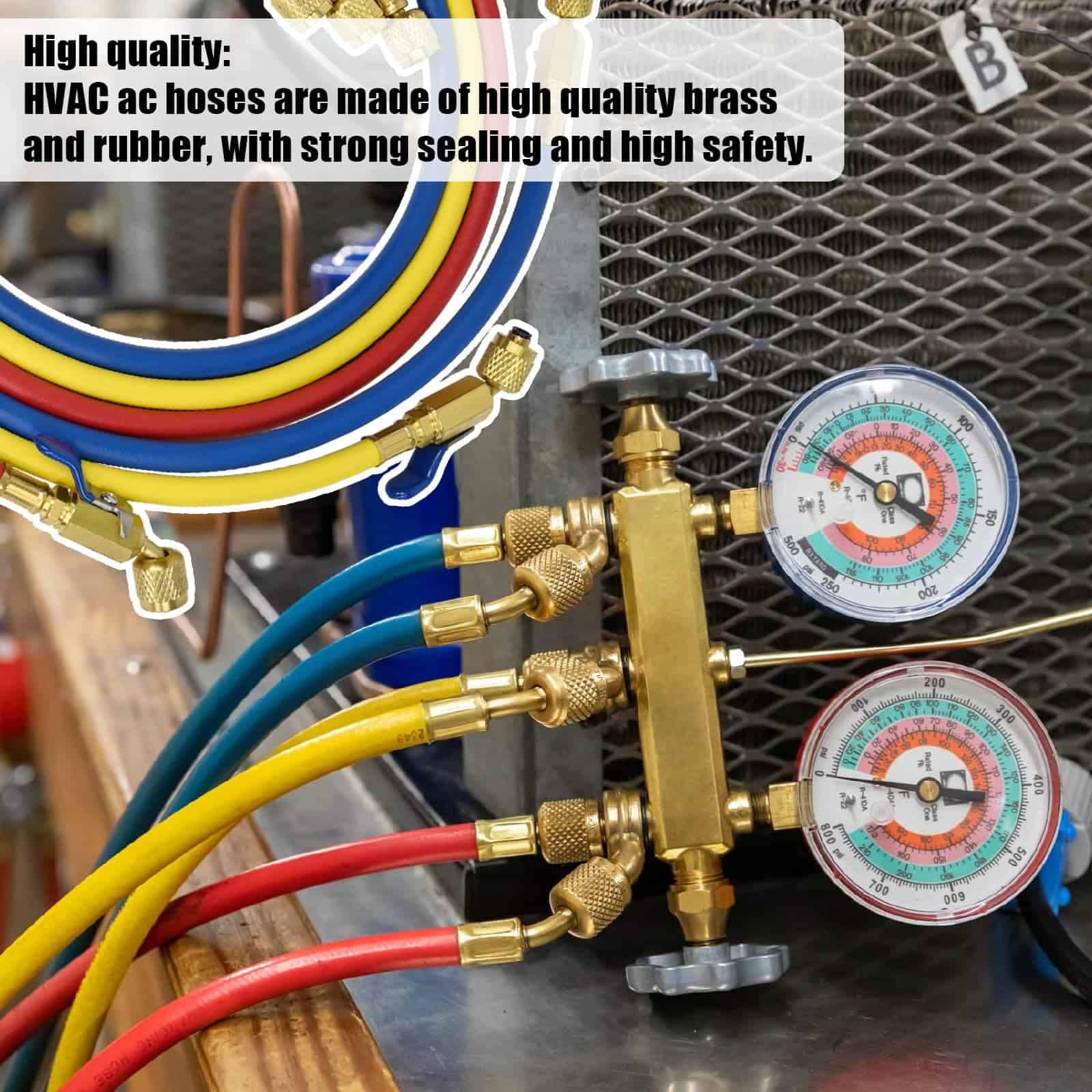 Set de 3 mangueras de carga de refrigerante para HVAC Plus - Imagen 6