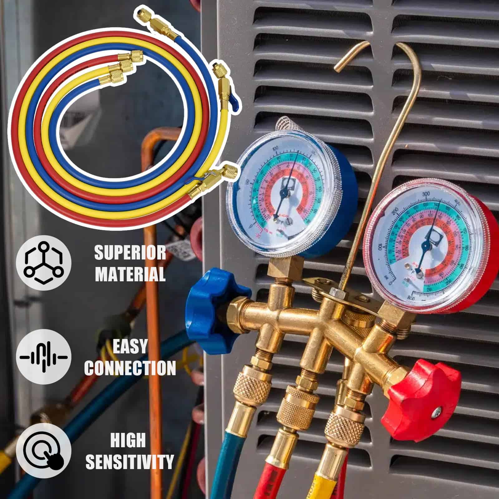 Set de 3 mangueras de carga de refrigerante para HVAC Plus - Imagen 7