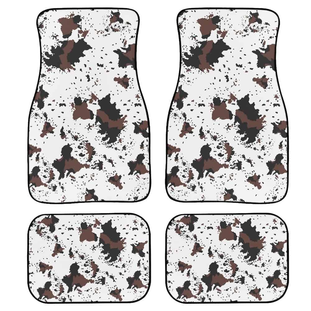 Juego de tapetes para automóvil con estampado de vaca, 4