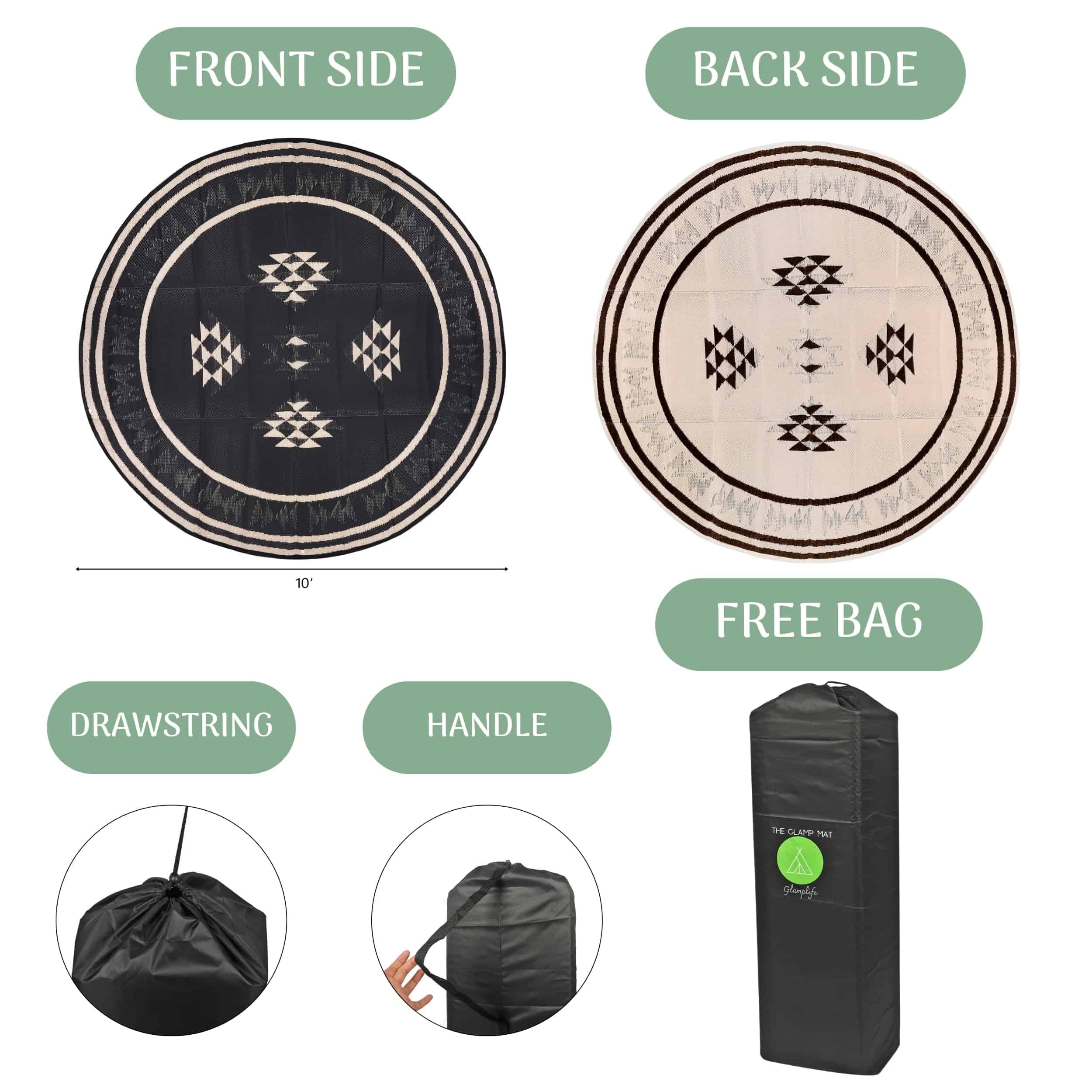 Tapete de Exterior Impermeable Glamplife de 10 pies | - Imagen 3