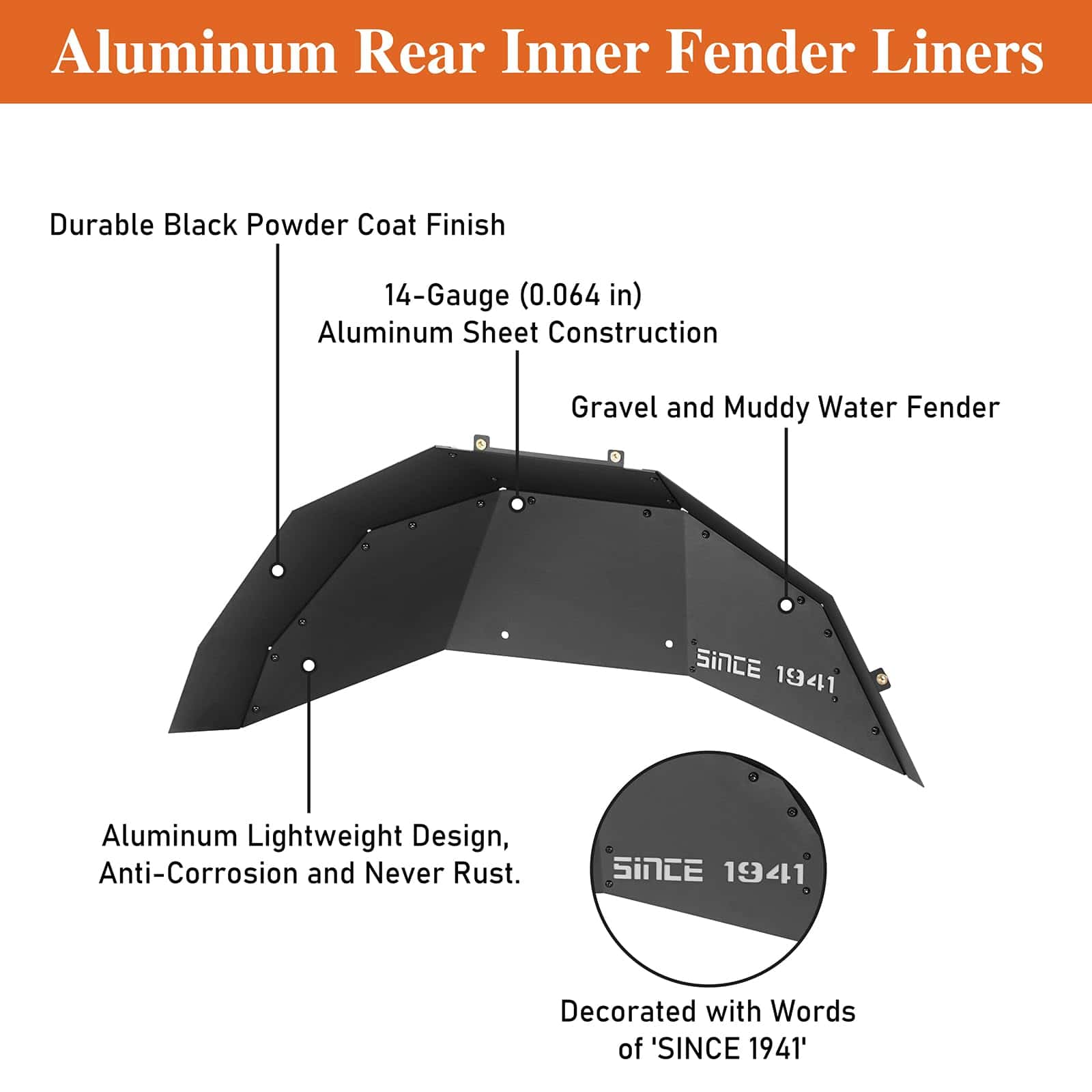 Hooke Road JL Guardabarros Interiores Traseros de Aluminio - Imagen 6