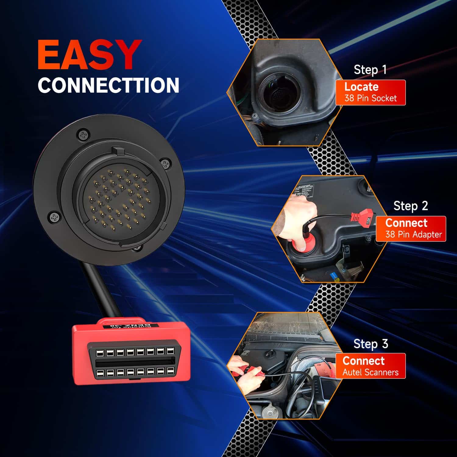 Adaptador Original Autel BENZ-38 PIN, Conector de 38 Pines - Imagen 9