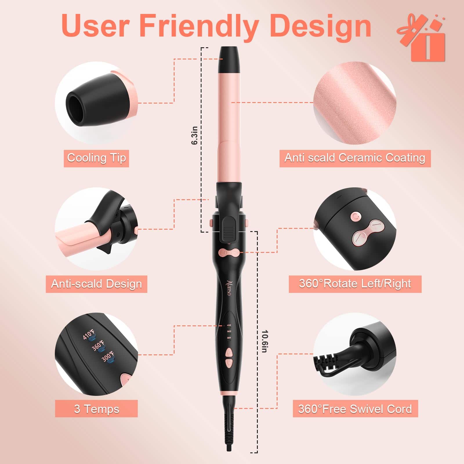 Rizador Automático Giratorio, Set de Cepillo Térmico 3 en 1 - Imagen 10