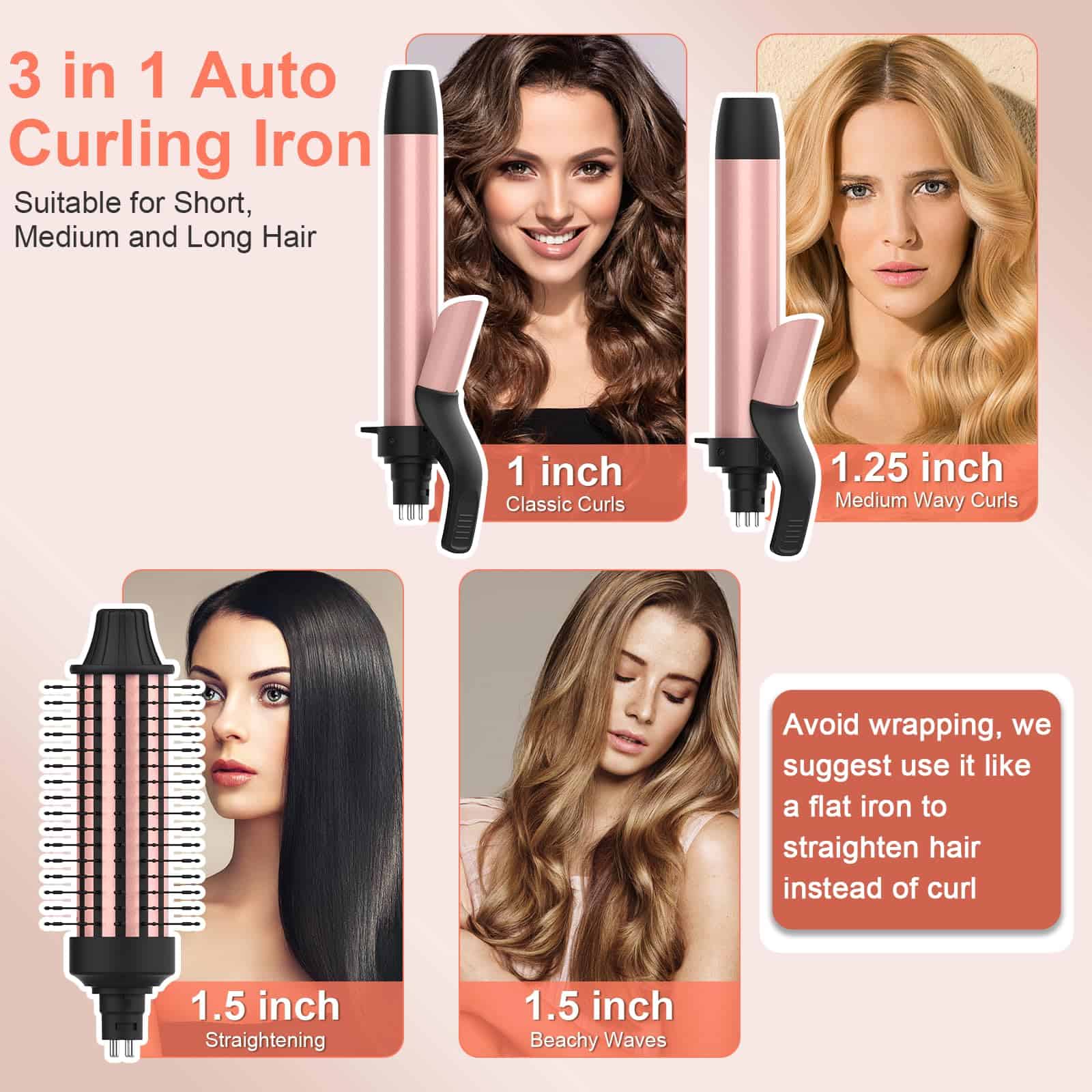 Rizador Automático Giratorio, Set de Cepillo Térmico 3 en 1 - Imagen 3