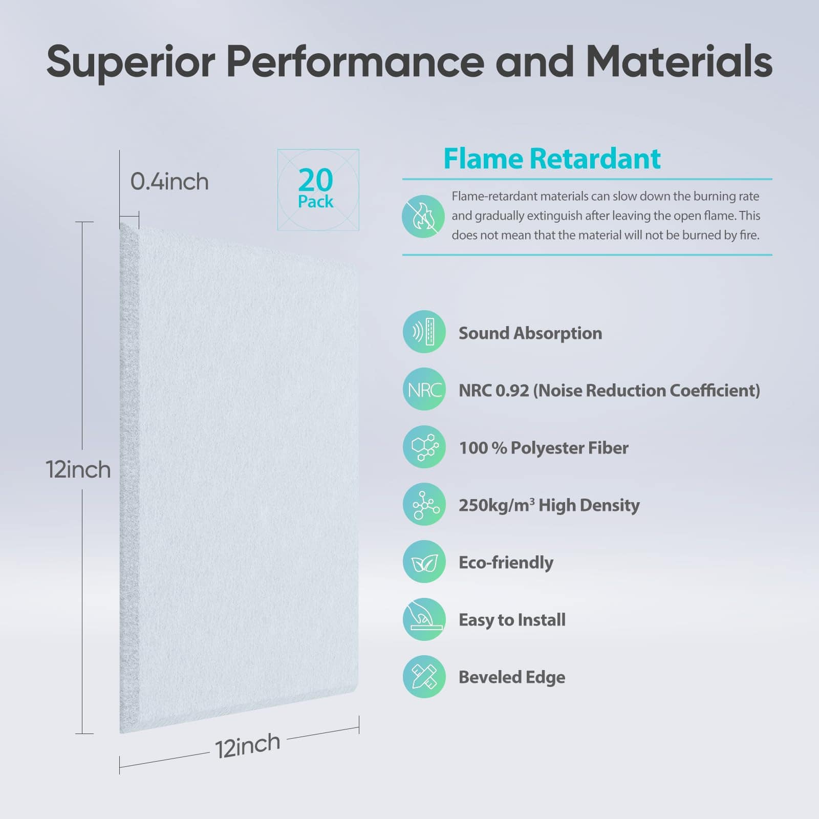 Berlai 20 Pack Paneles Acústicos Autoadhesivos Paneles de - Imagen 5