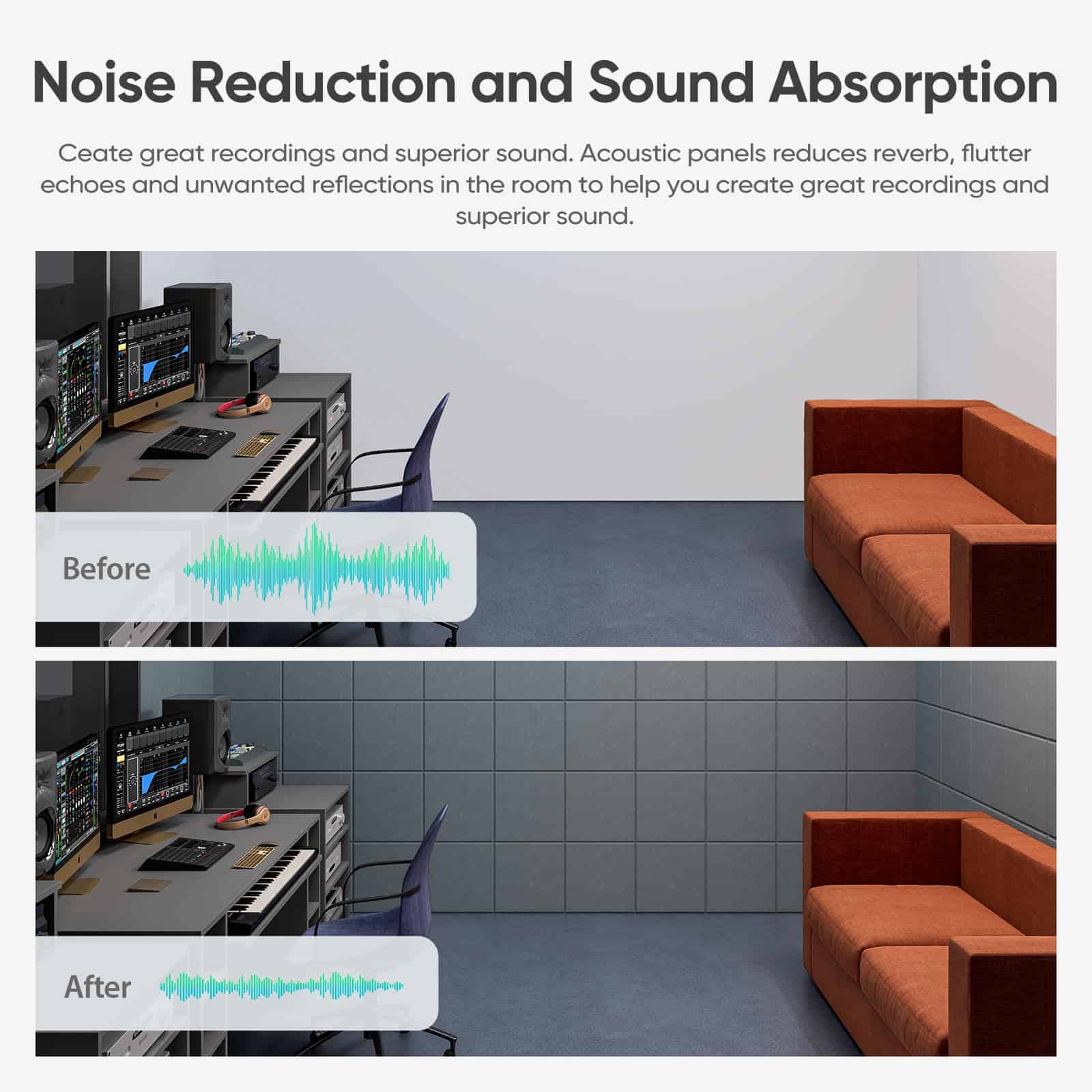 Berlai 20 Pack Paneles Acústicos Autoadhesivos Paneles de - Imagen 4