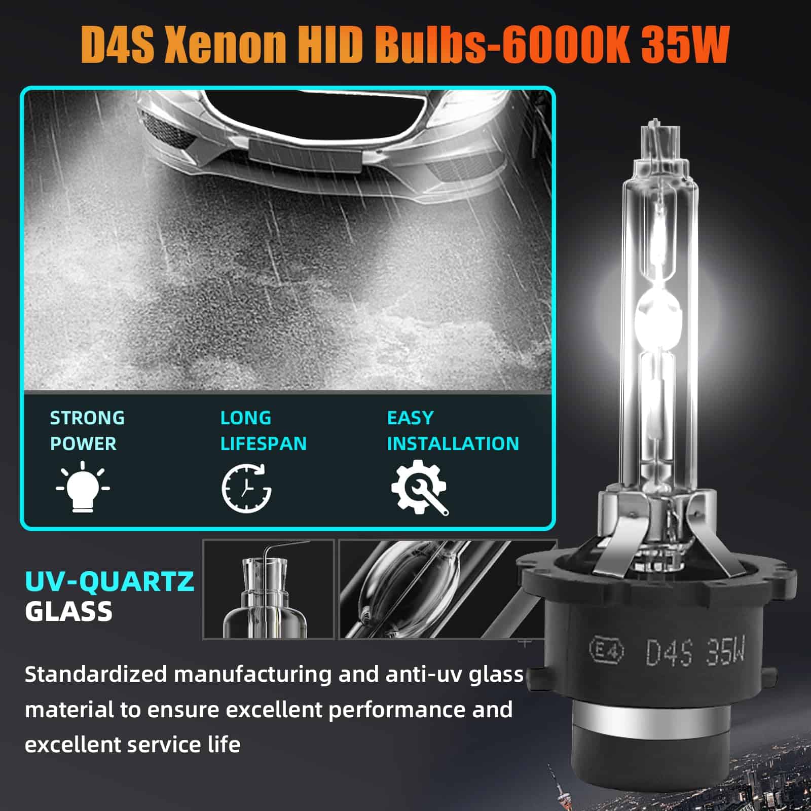 Bombillas de faro HID Xenón D4S 6000K Blanco Frío 35W - Imagen 3
