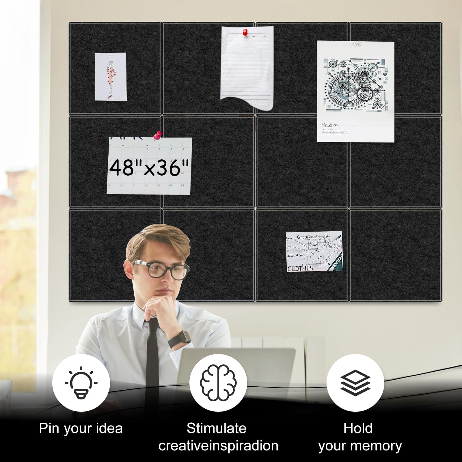 Panel Acústico Insonorización de Pared 12"X12"X0.4" Panel - Imagen 4