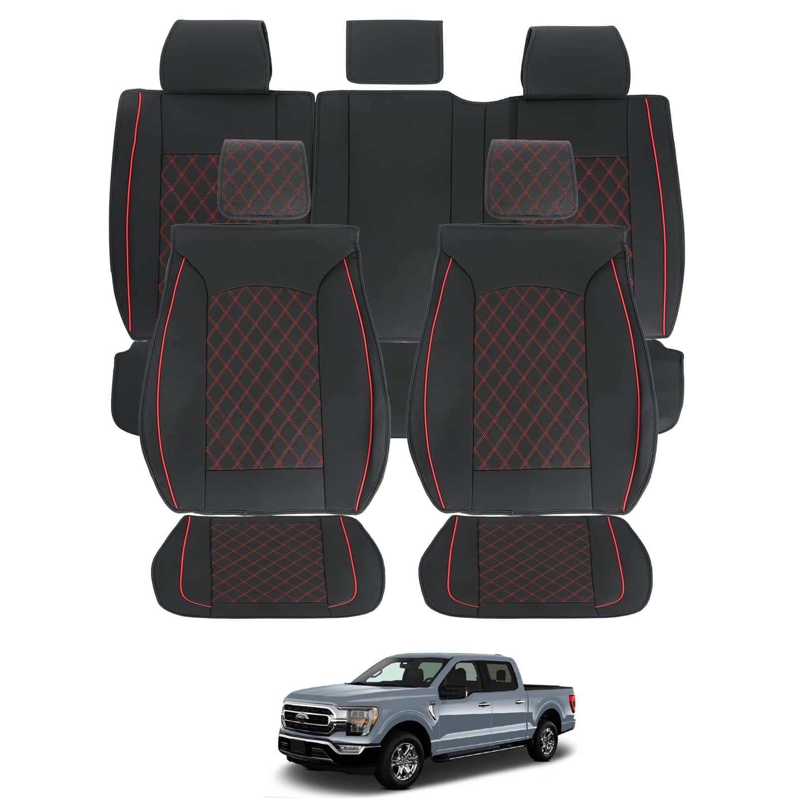 Fundas de Asiento de Cuero ROCCS Compatible con Ford F150