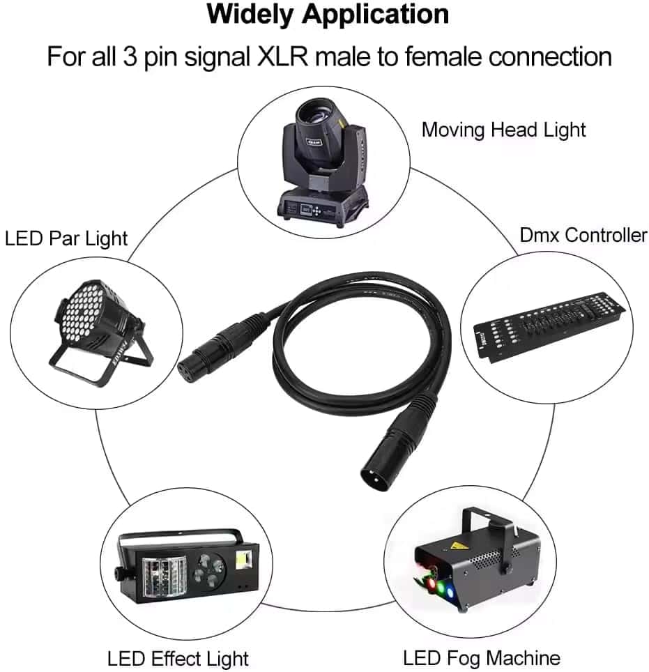 Cables DMX PDGTOP, Paquete de 10, 3.2 pies (0.98 m), 3 Pin - Imagen 10