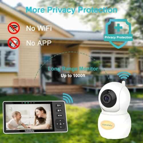 Monitor para Bebé HelloBaby 720P 5.5'' HD con Cámara y - Imagen 5