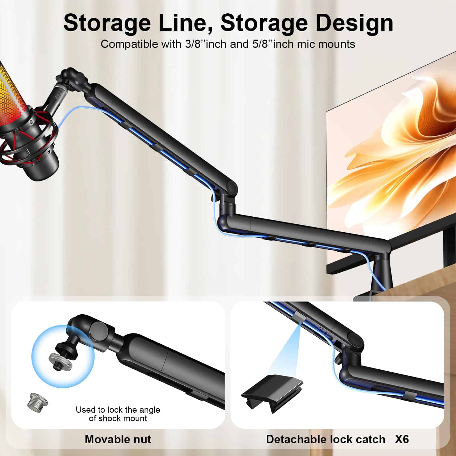 Brazo de micrófono, Aokeo AK-55 Soporte de brazo de - Imagen 7