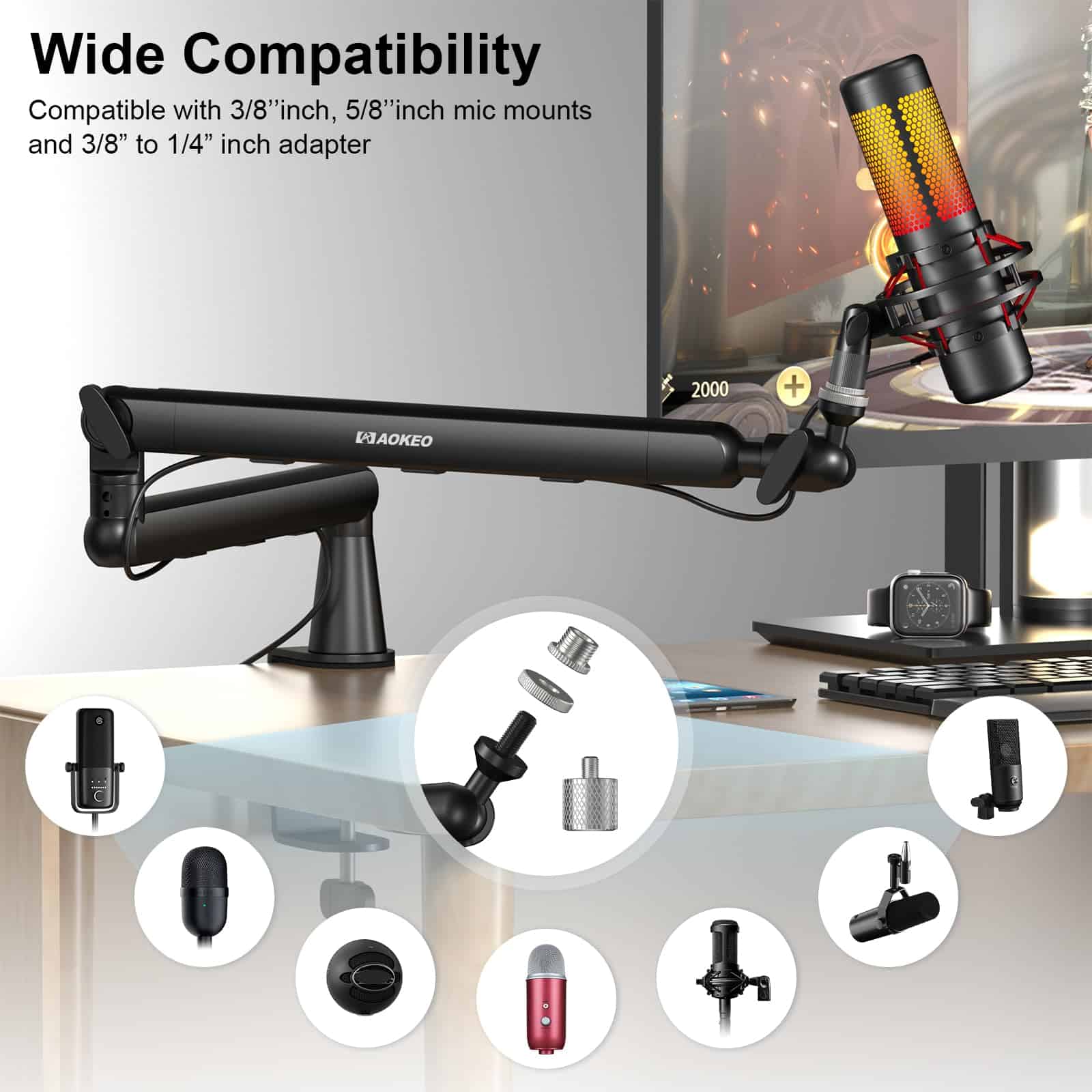 Brazo de micrófono, Aokeo AK-55 Soporte de brazo de - Imagen 6