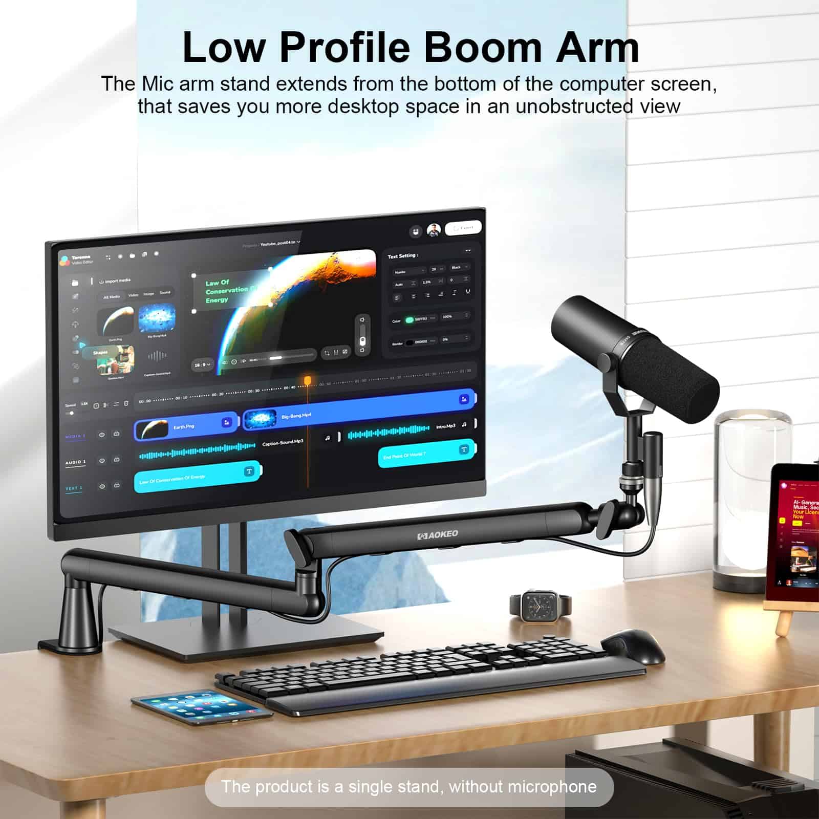 Brazo de micrófono, Aokeo AK-55 Soporte de brazo de - Imagen 8