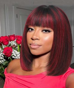 Pelucas de Bob con Flequillo de Cabello Humano 1B/99j