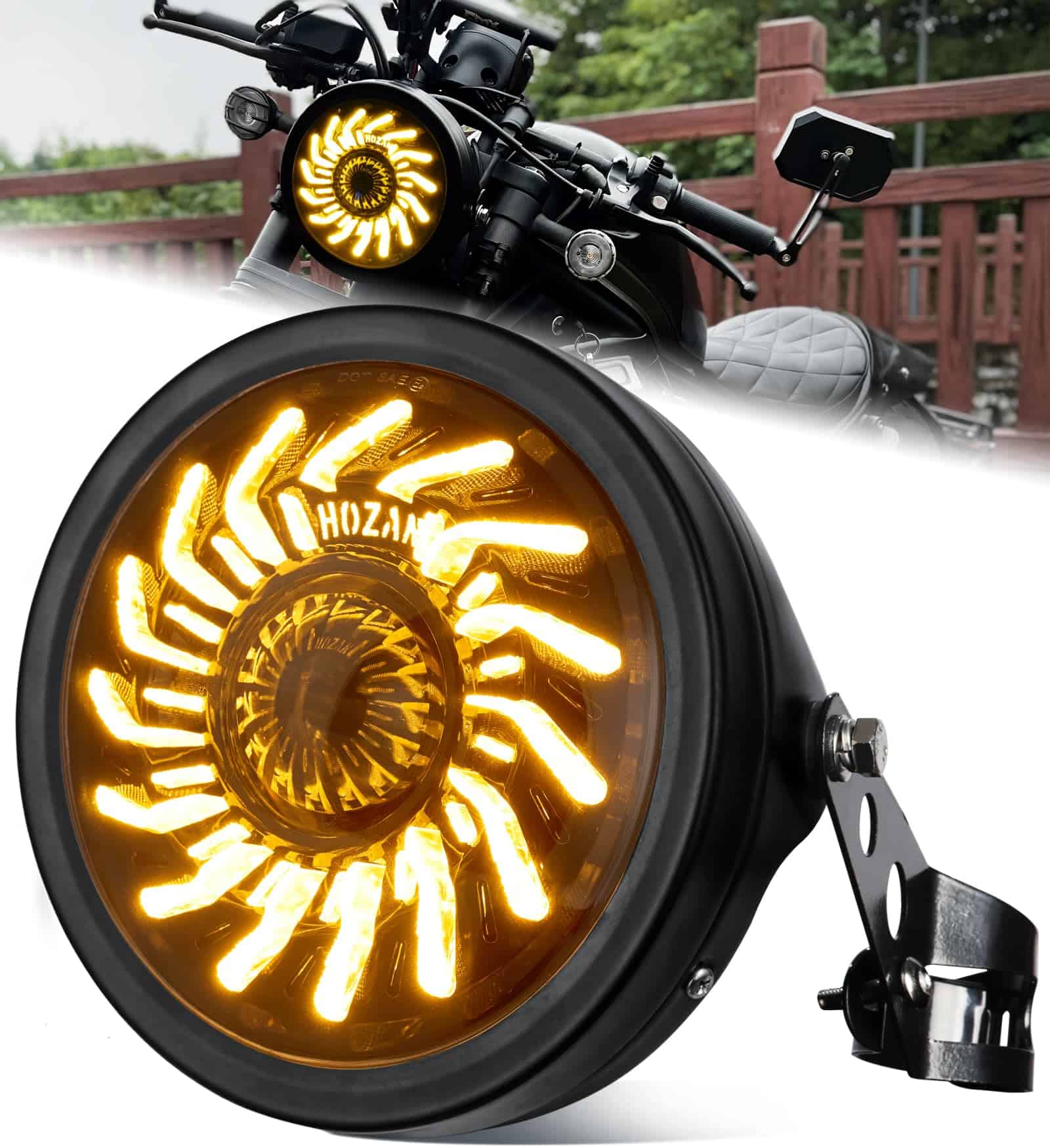 Faros LED de Motocicleta HENGTUAOTO de 7" con DRL en forma